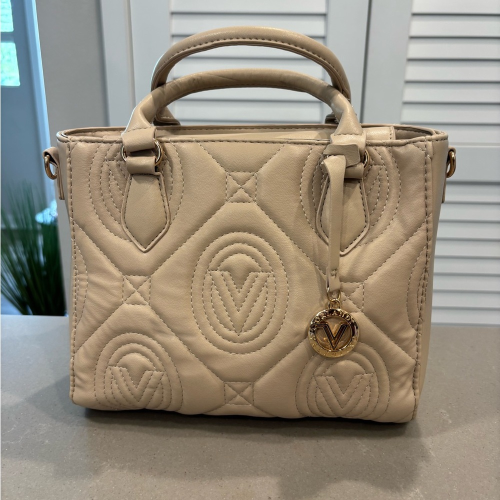 Valentino Orlandi Quilted Cream Satchel